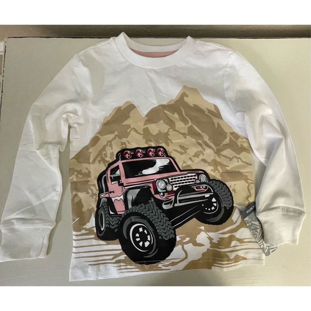 Tommy Bahama kids pink jeep long sleeve Tshirt size 4